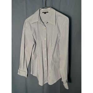 Harold's blue and white striped button down shirt. classic long sleeve shirt 6